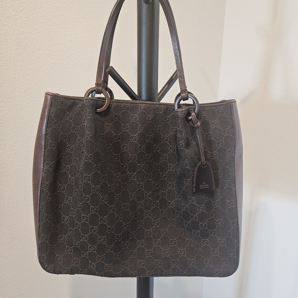 Gucci | GG Canvas Tote Brown and Leather - Picture 5 of 14